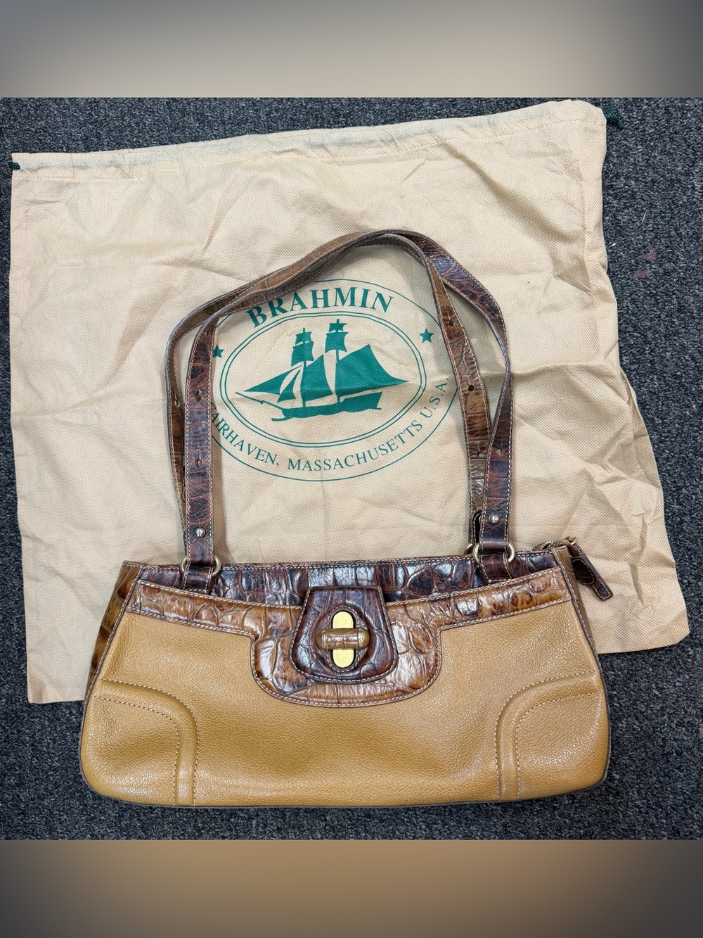 Brahmin Baguette Arm Crocodile Embossed Bag
